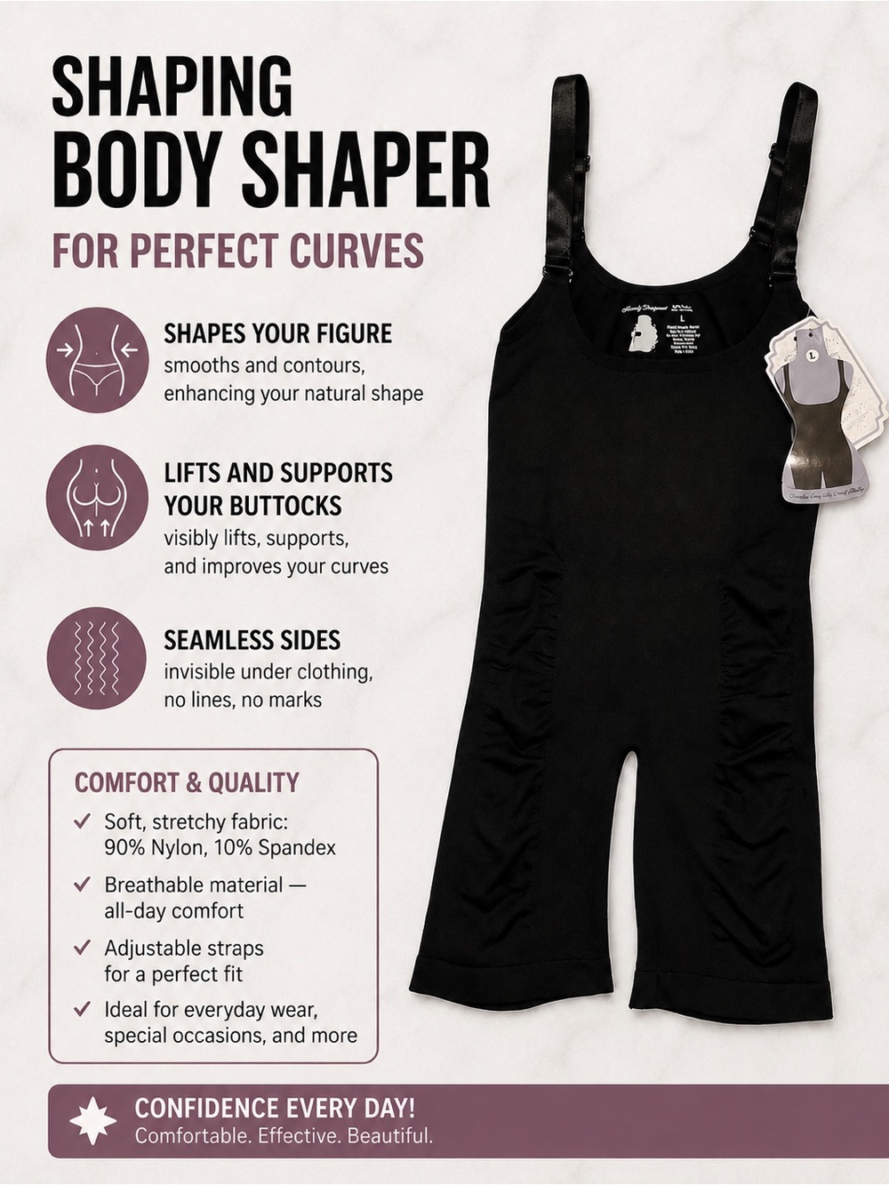 Black Shaping Body Shaper Seamless size L